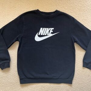 Nike Big Boy’s  Black Crewneck Sweatshirt with White Logo